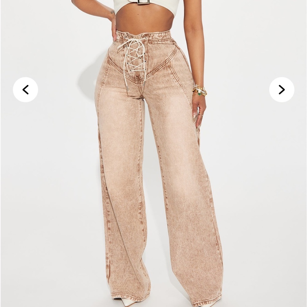 Western Tan Lace-Up Wide Leg Pants and matching top